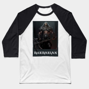 Savage Steel: Barbarian Warrior with Mighty Axe. Diablo Baseball T-Shirt